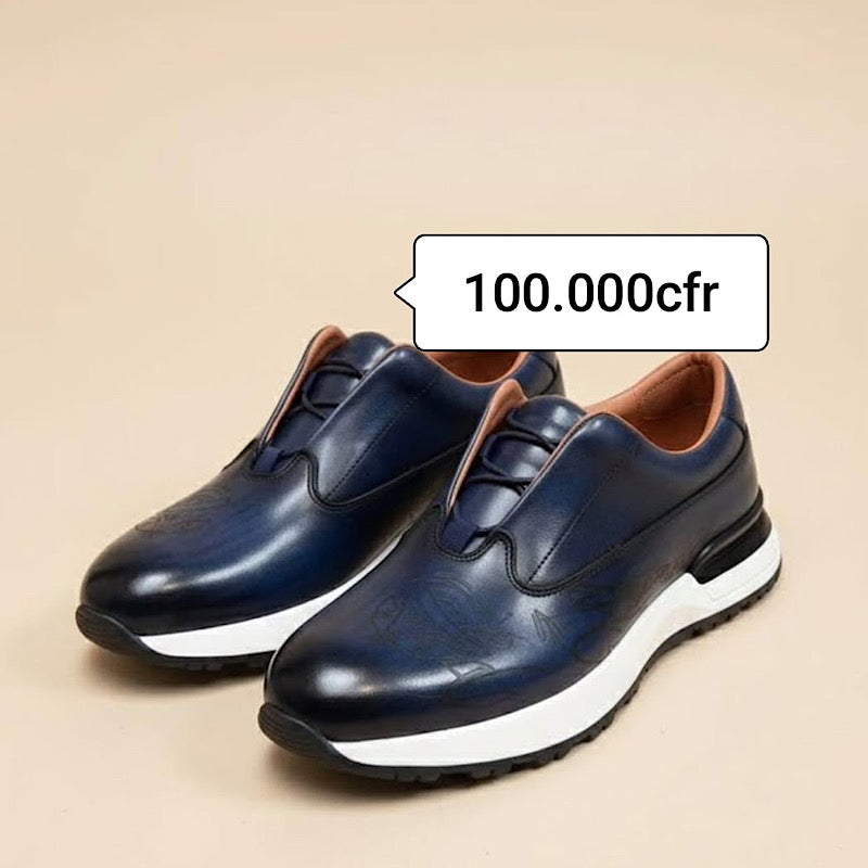 Sneakers matière cuir semelle gomme