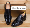Soulier deux boucles matière en cuir