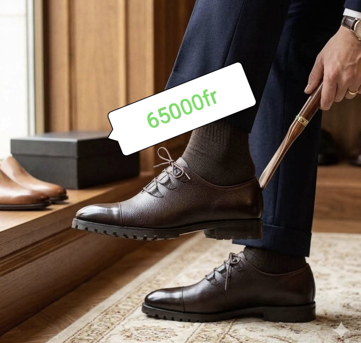 Soulier matière en cuir semelle gomme
