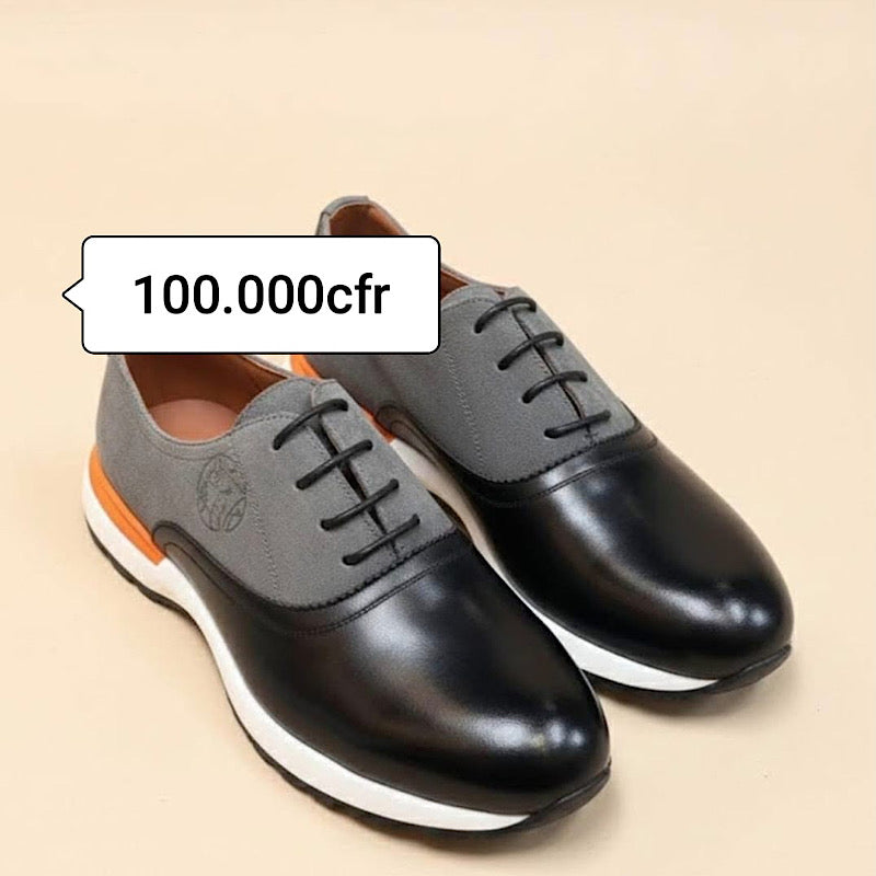 Sneakers matière cuir semelle gomme