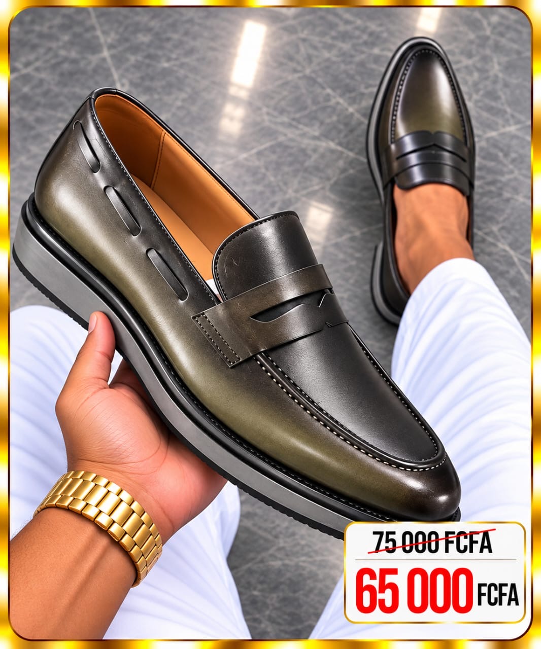 Mocassin matière en cuir