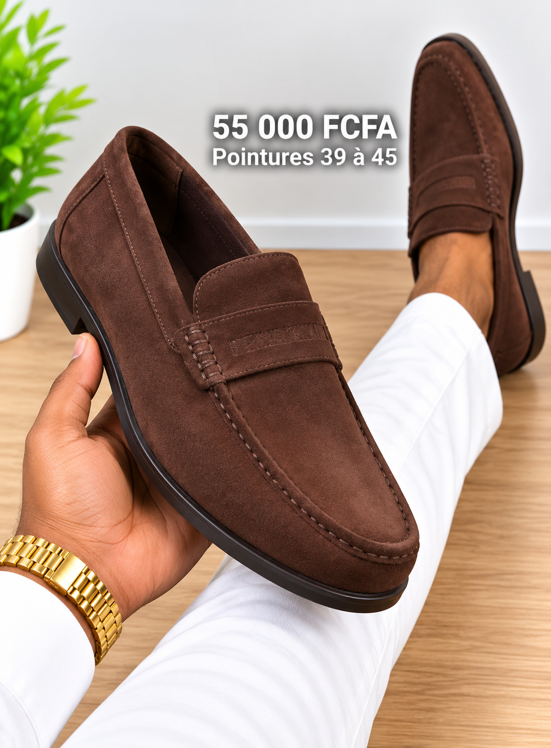 Mocassin F&_G-MO matière daim