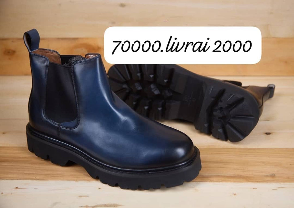Botte matière en cuir semelles gomme